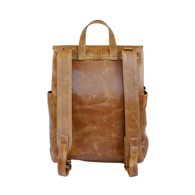 Luxury Leather Baby Backpack in Toffee with Changing Mat & Stroller St