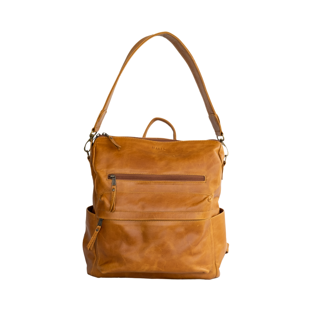 Ladies Leather Backpack in Toffee