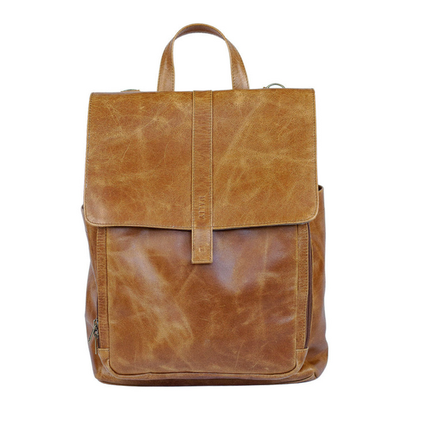 Luxury Leather Baby Backpack in Toffee with Changing Mat & Stroller Straps