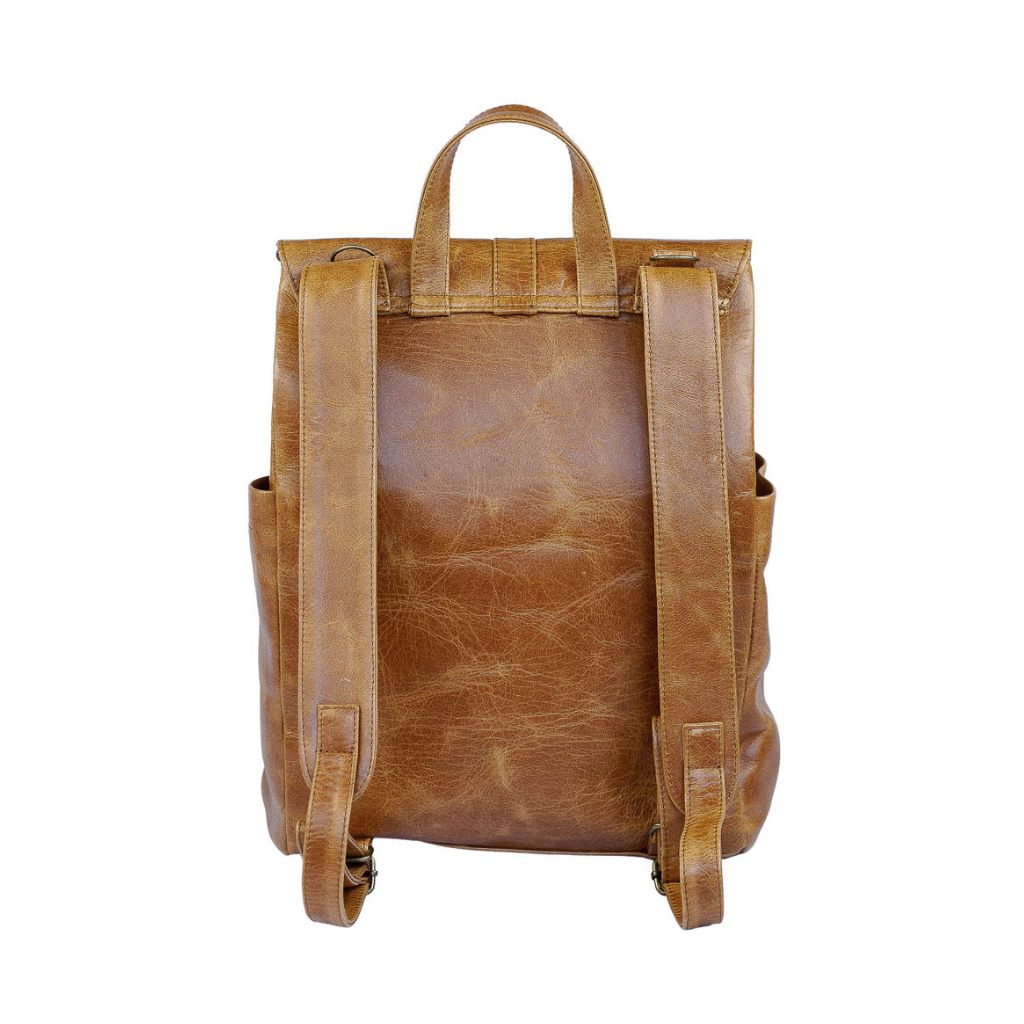 buy leather backpack south africa Luxury Leather Baby Backpack in Toffee with Changing Mat & Stroller St –  Mally SA