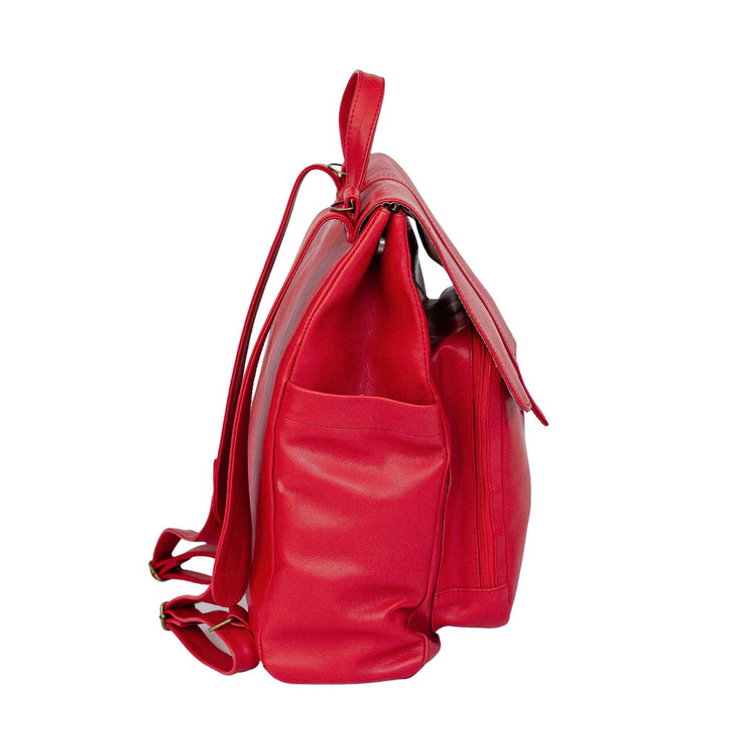red baby leather backpack