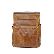 Luxury Leather Baby Backpack in Toffee with Changing Mat & Stroller Straps