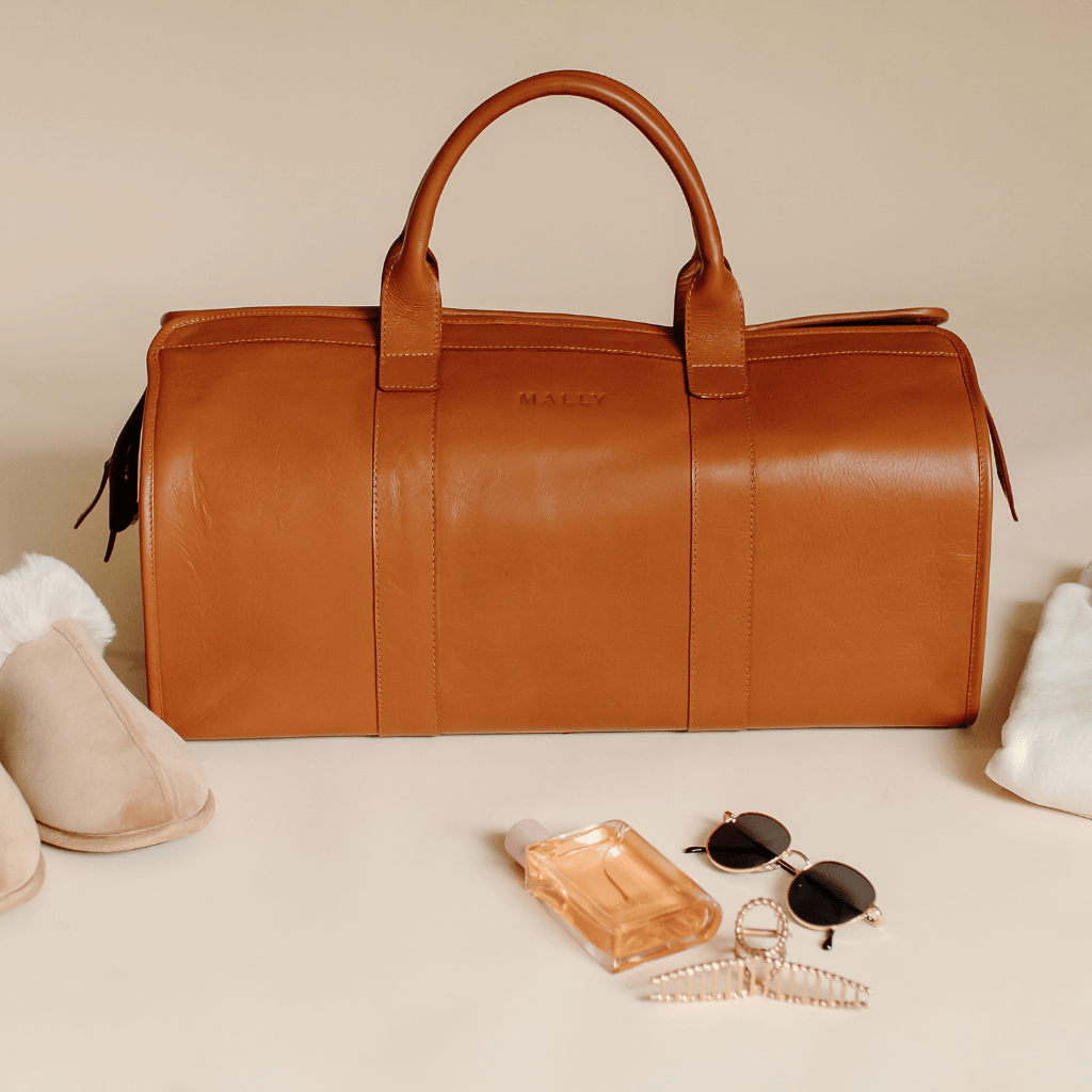 Avery Leather Duffle Bag in Tan - CLEARANCE SALE