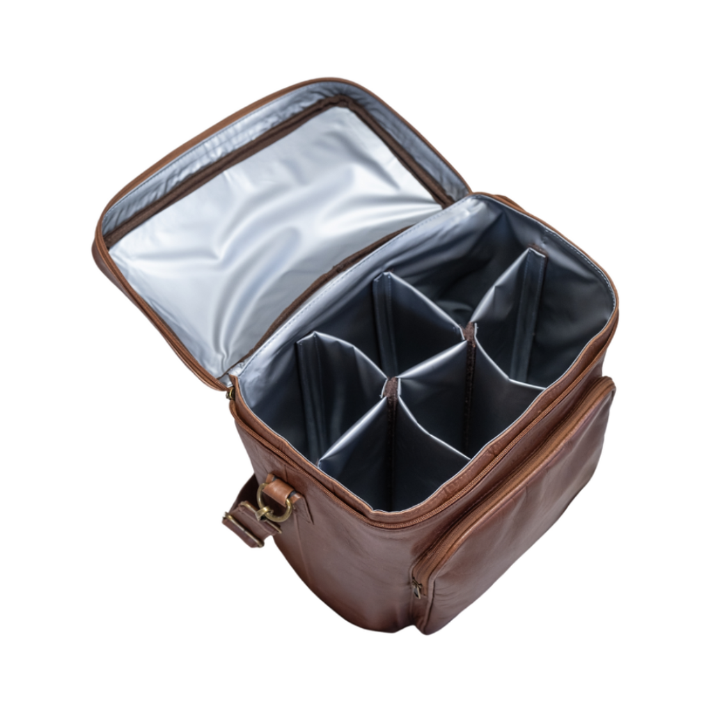 Six-Bottle Leather Wine Carrier