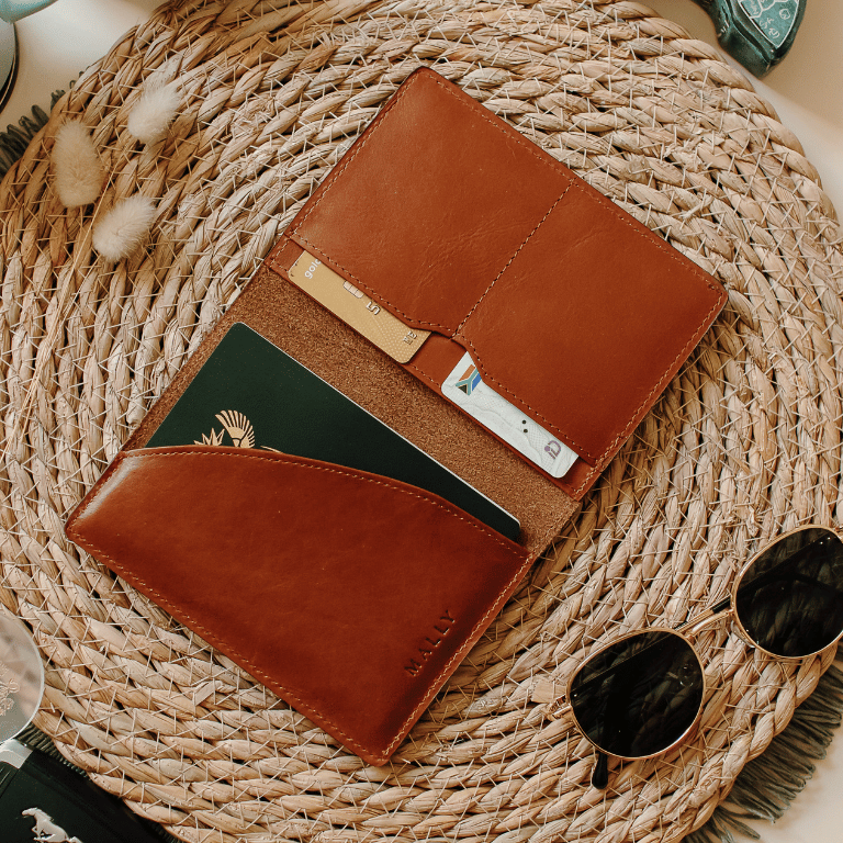 Harlow Leather Passport Holder in Tan