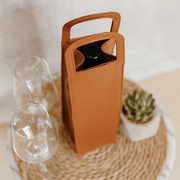 Reign Single Wine Bottle Leather Bag in Tan - Corporate Gifting