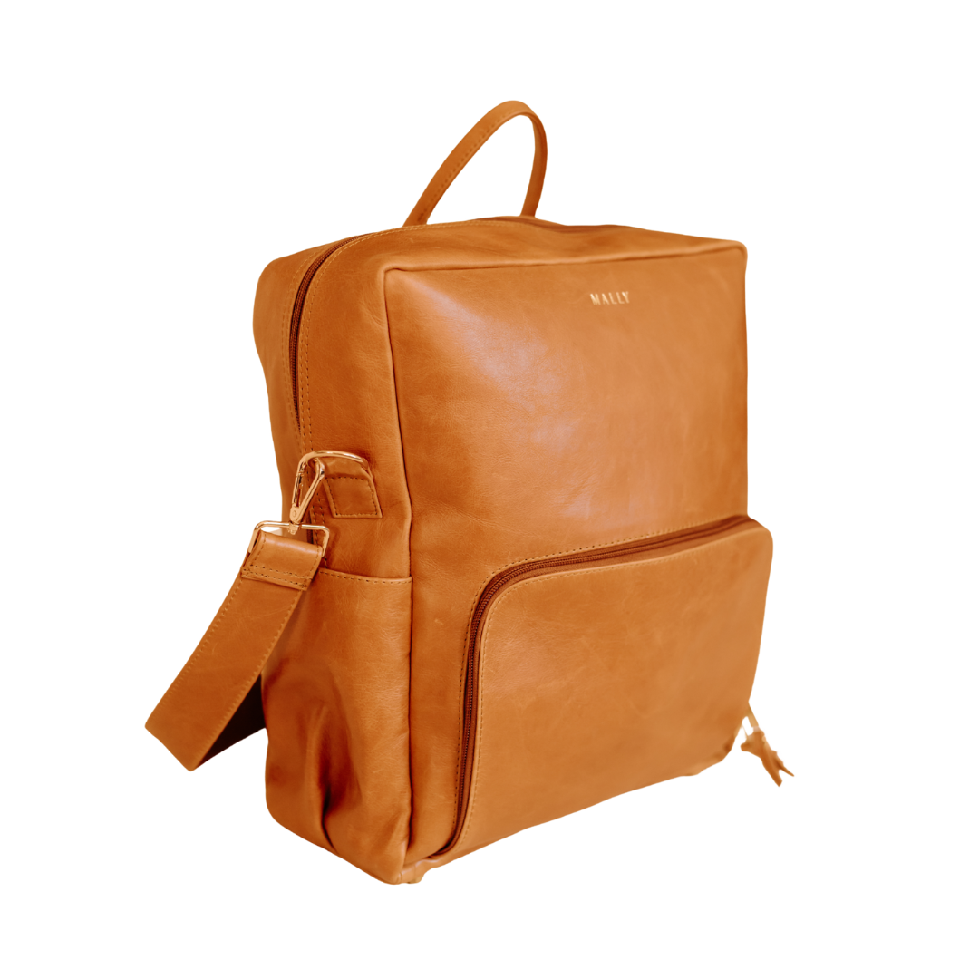 Journey Leather Baby Backpack in Toffee
