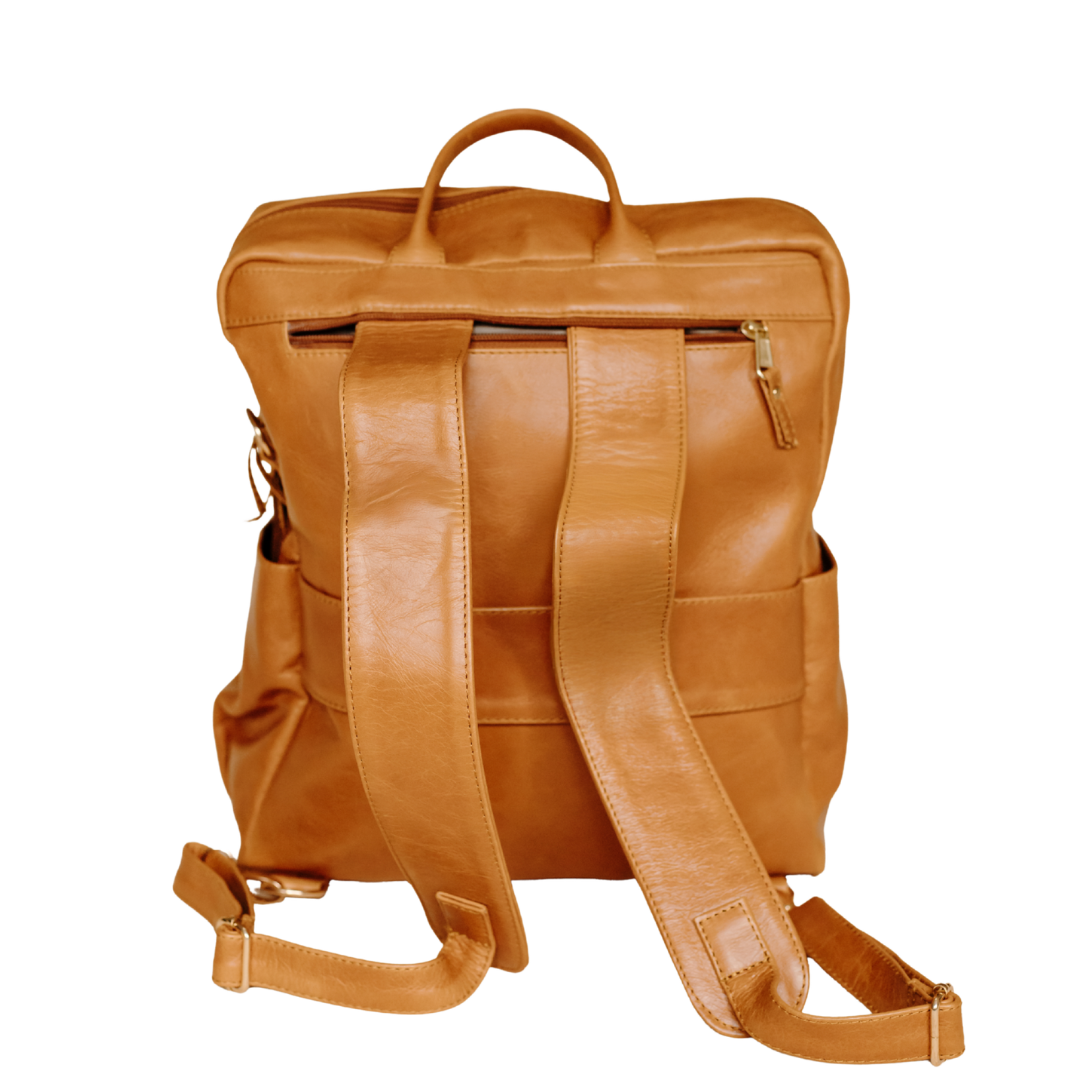 Journey Leather Baby Backpack in Toffee