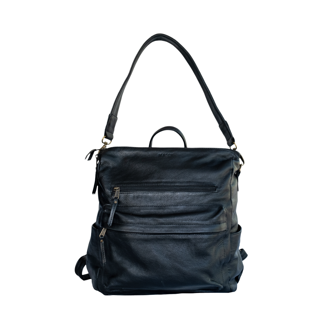 Ladies Leather Backpack in Black