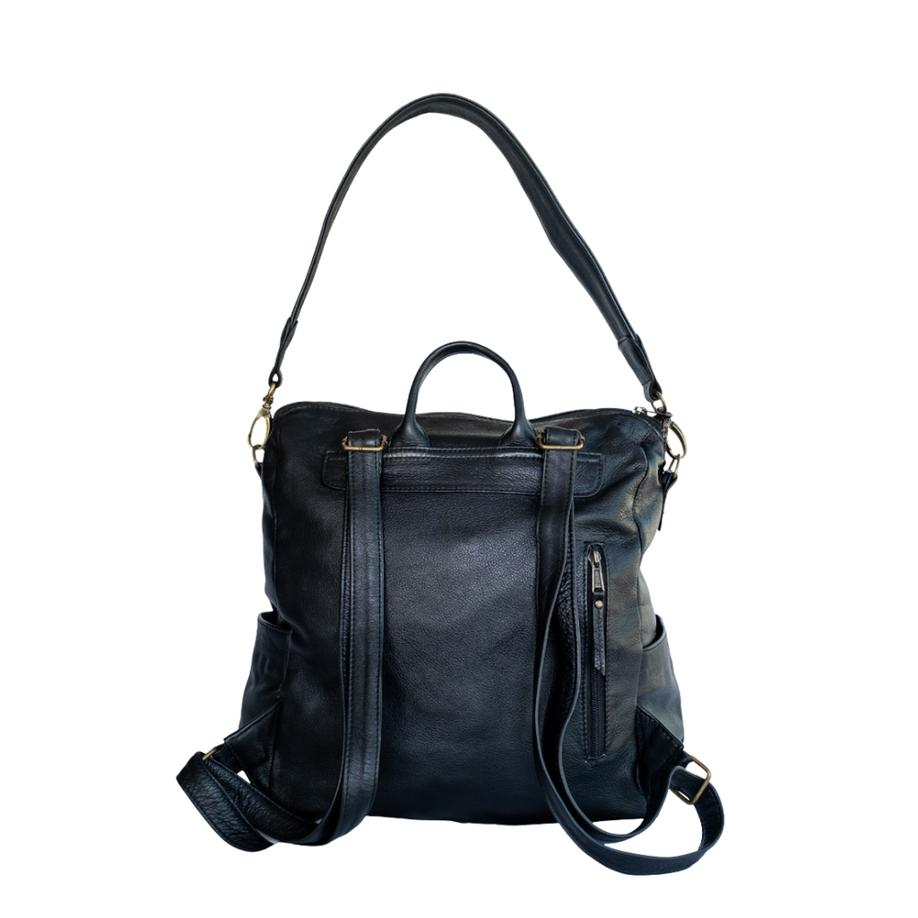 Ladies Leather Backpack in Black