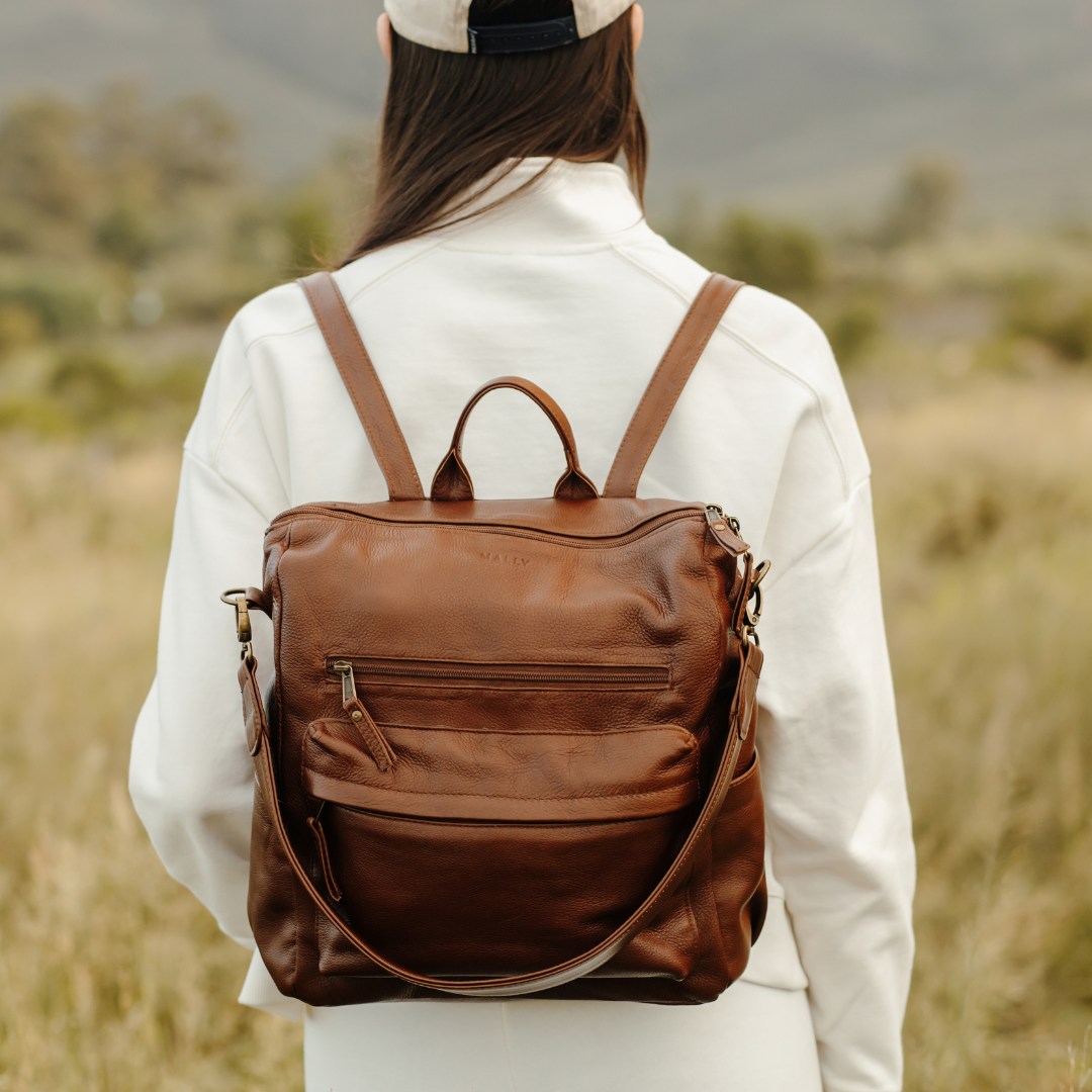 Ladies Leather Backpack in Brown