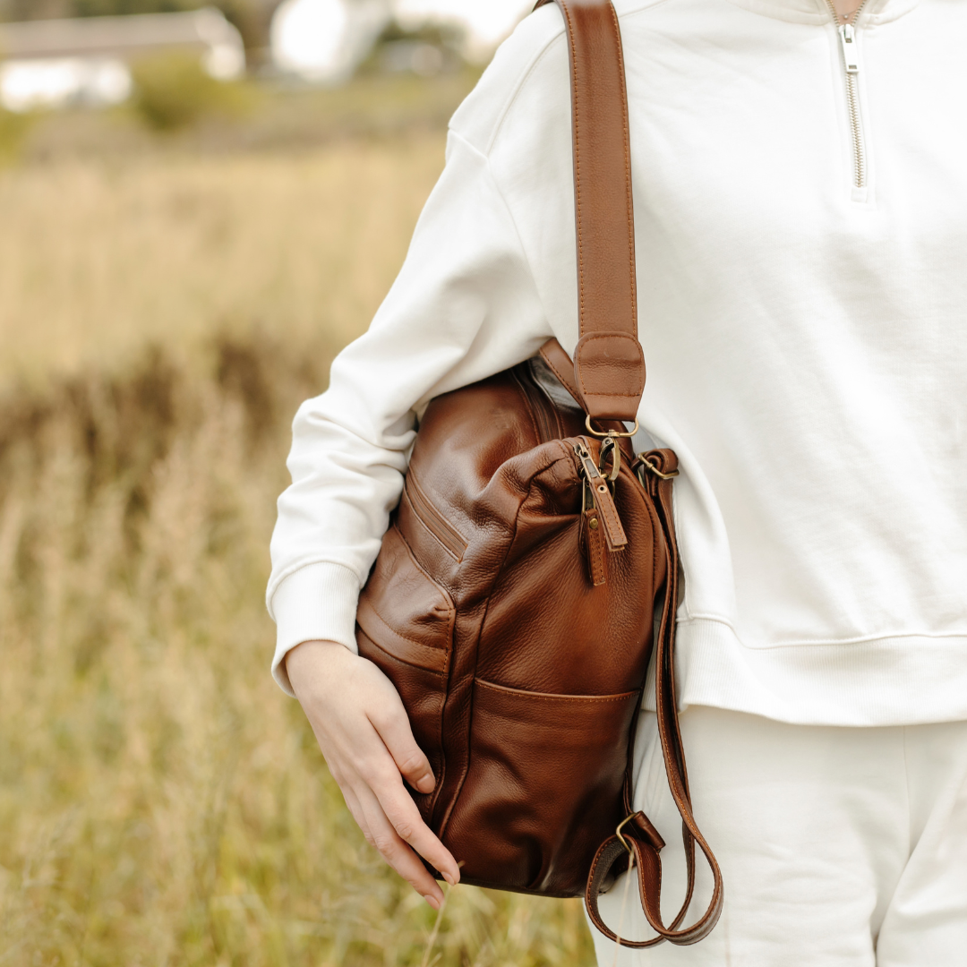 Ladies Leather Backpack in Brown