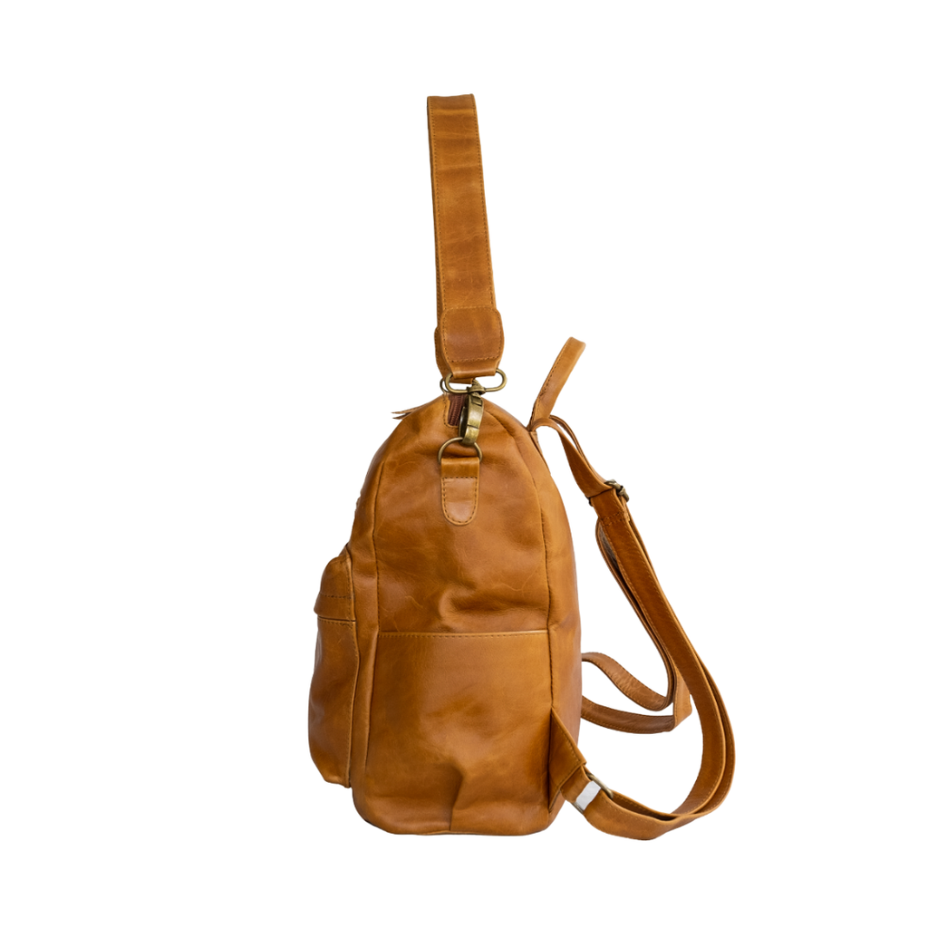 Ladies Leather Backpack in Toffee