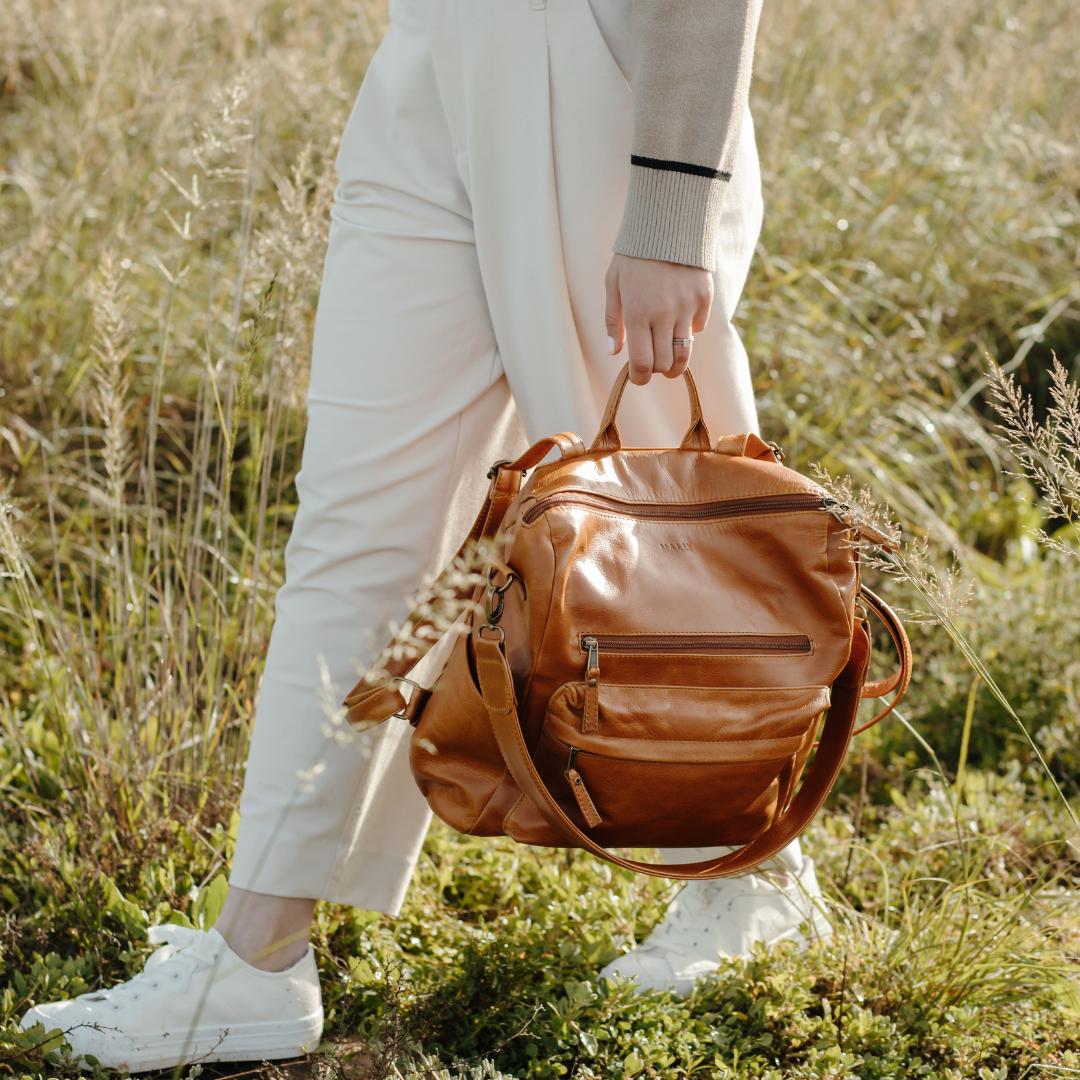 Ladies Leather Backpack in Toffee