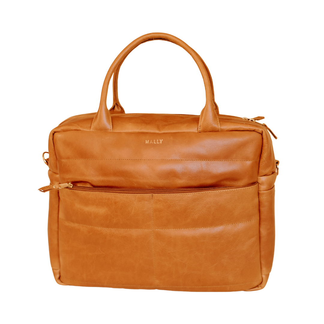Quilted Nest Leather Baby Bag in Toffee