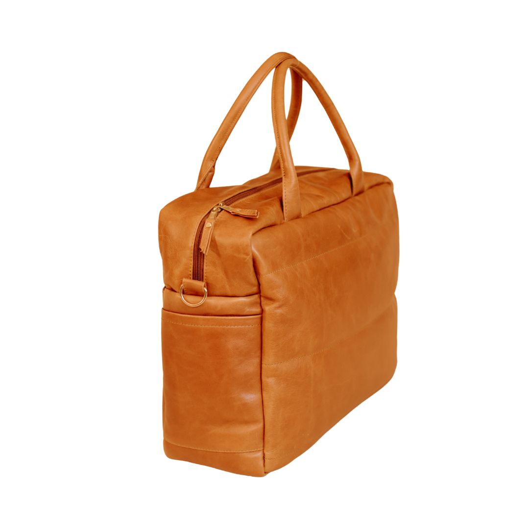Quilted Nest Leather Baby Bag in Toffee