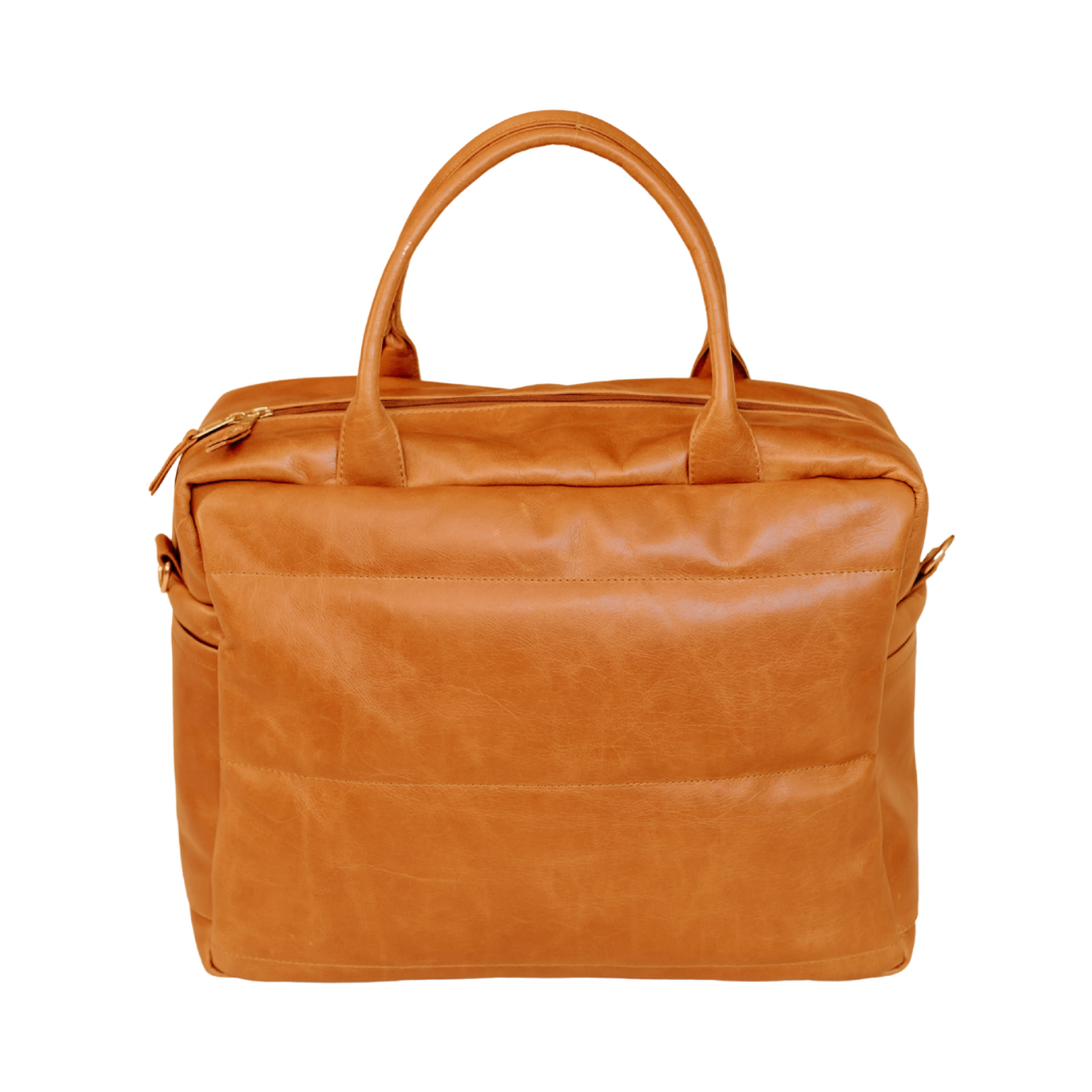 Quilted Nest Leather Baby Bag in Toffee