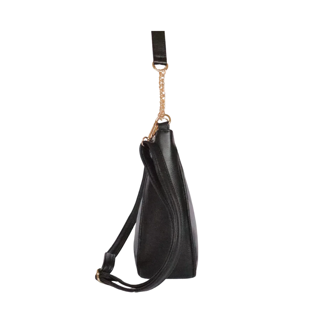 Silvia Leather Baguette Bag in Black