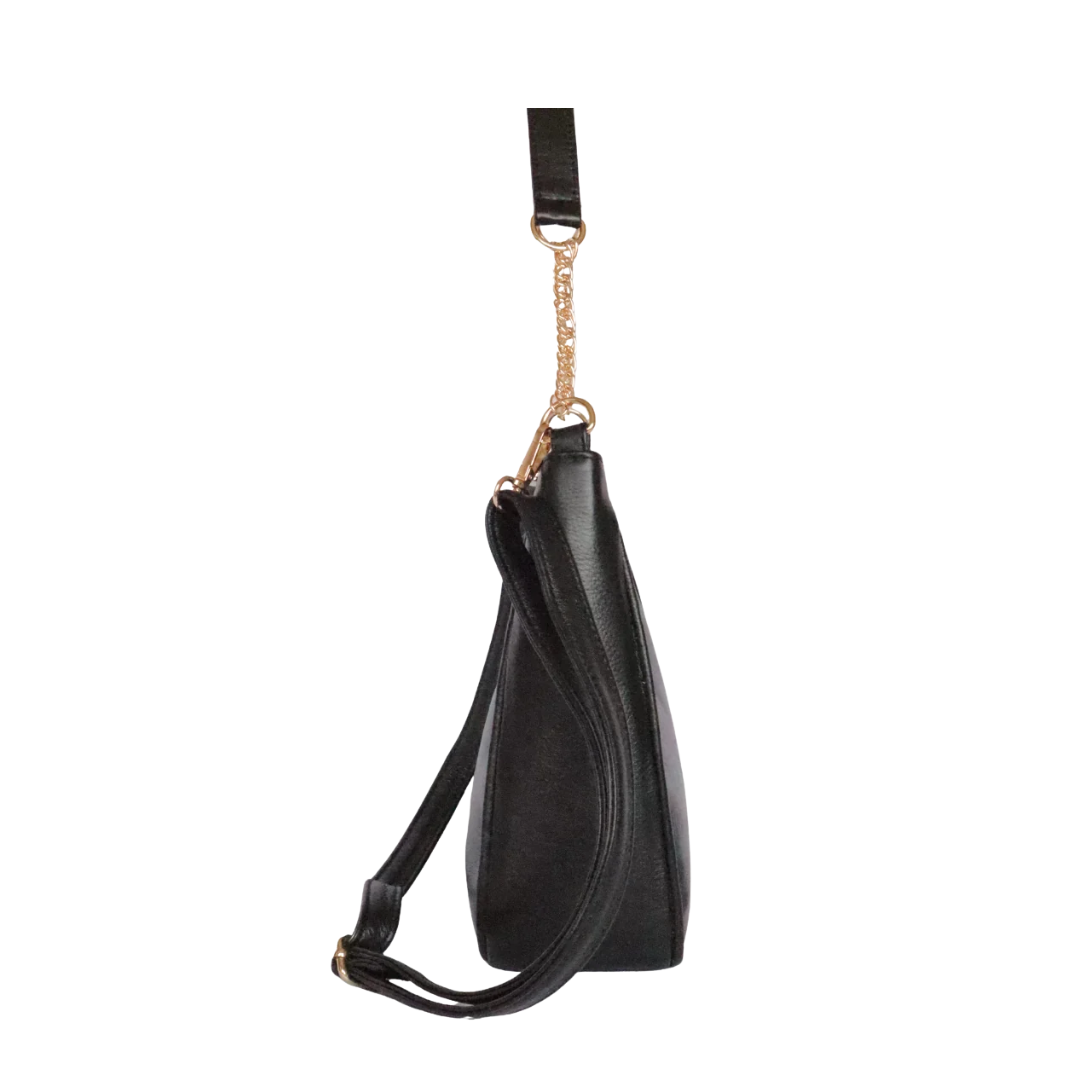 Silvia Leather Baguette Bag in Black