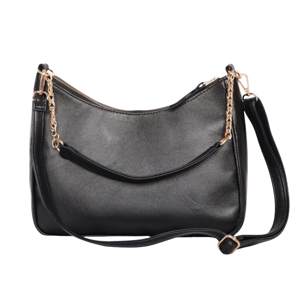 Silvia Leather Baguette Bag in Black