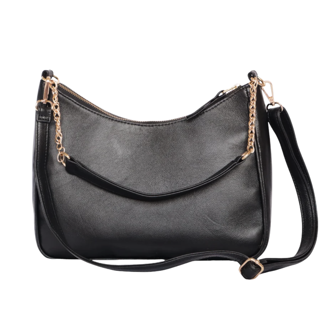 Silvia Leather Baguette Bag in Black
