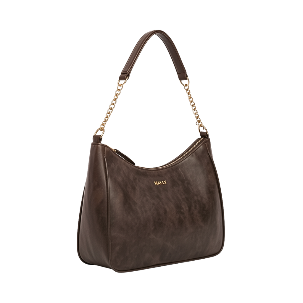 Silvia Leather Baguette Bag in Brown