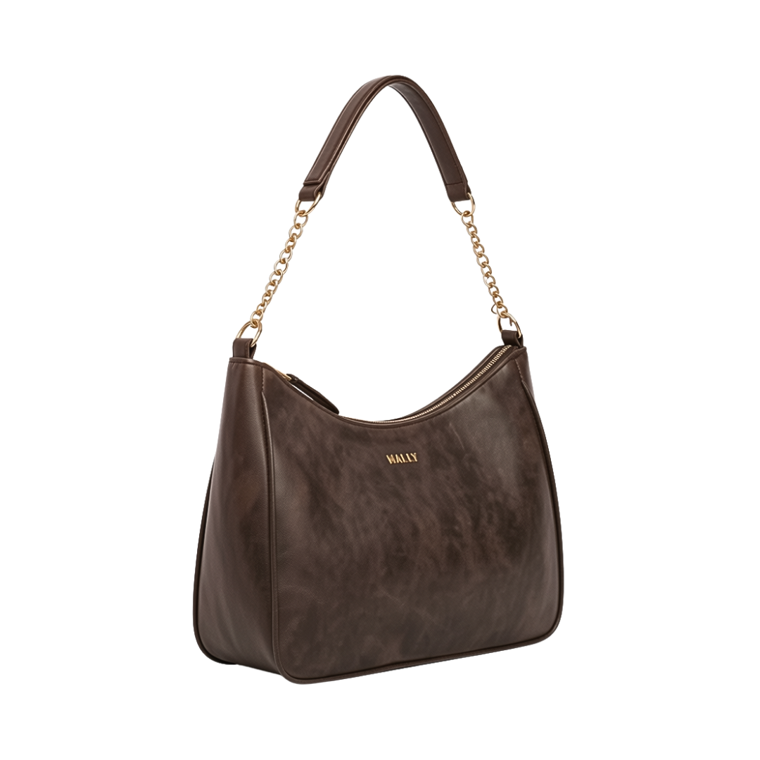 Silvia Leather Baguette Bag in Brown