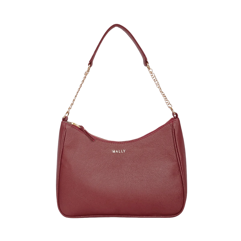 Silvia Leather Baguette Bag in Burgundy