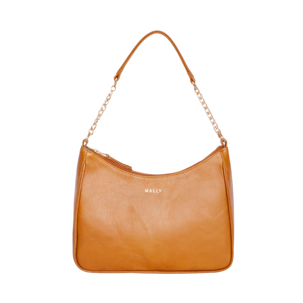 Silvia Leather Baguette Bag in Toffee