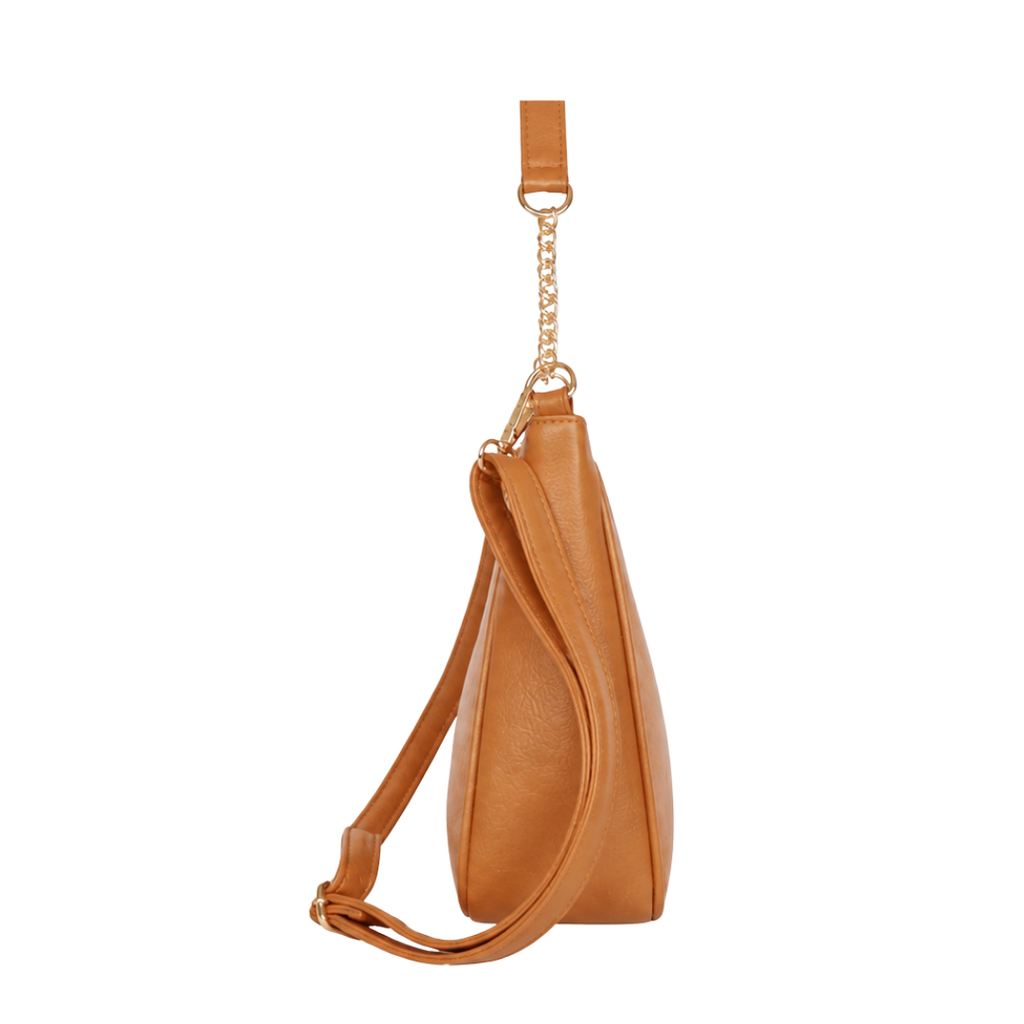 Silvia Leather Baguette Bag in Toffee
