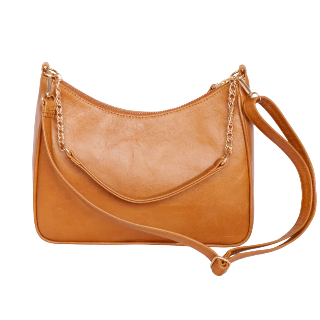 Silvia Leather Baguette Bag in Toffee