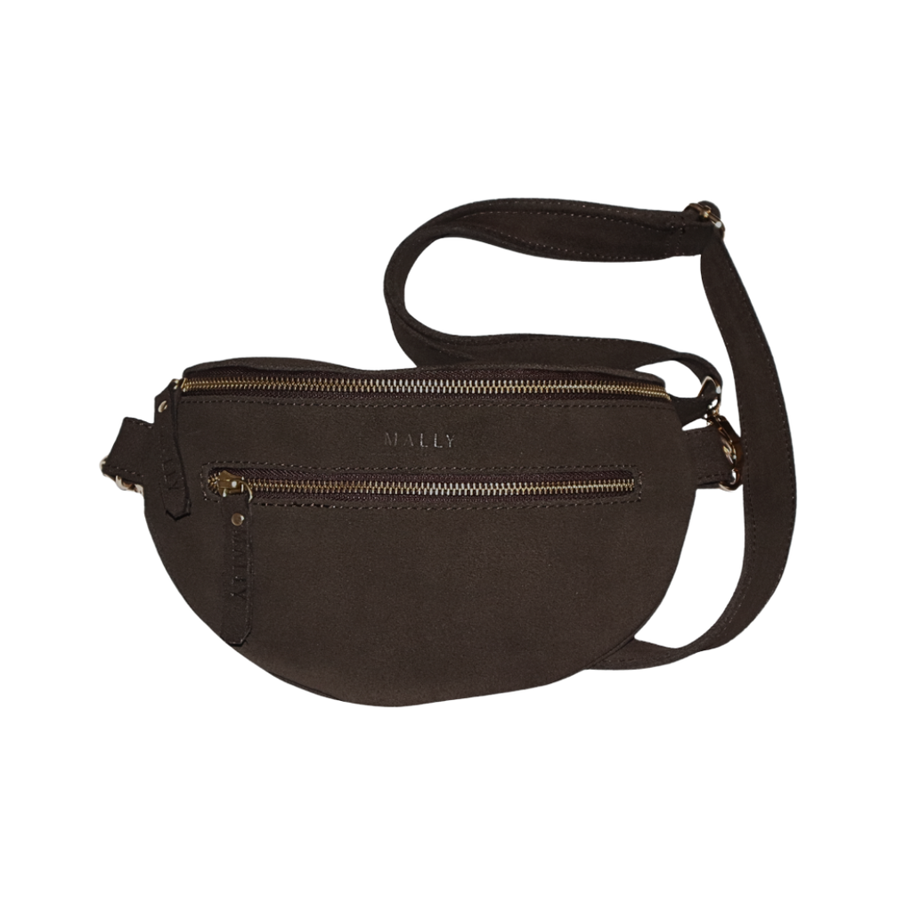Chocolate Brown Suede Bum Bag Stylish Everyday Carry | Mally Bags