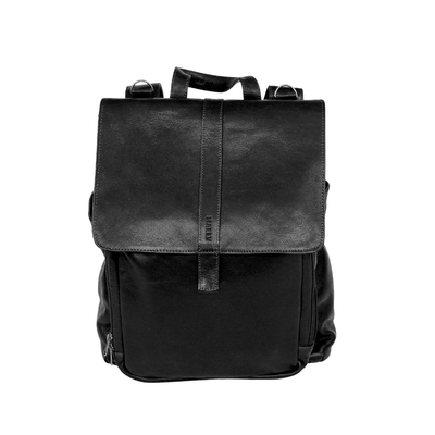 Luxury Leather Baby Backpack in Black with Changing Mat & Stroller Straps