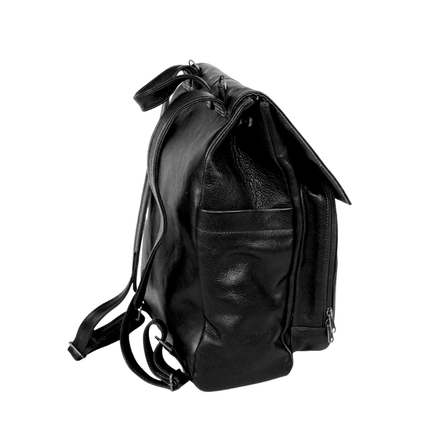 Luxury Leather Baby Backpack in Black with Changing Mat & Stroller Straps