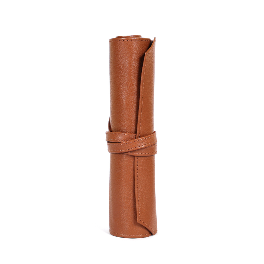 Blake Leather Tech Roll Pouch in Tan