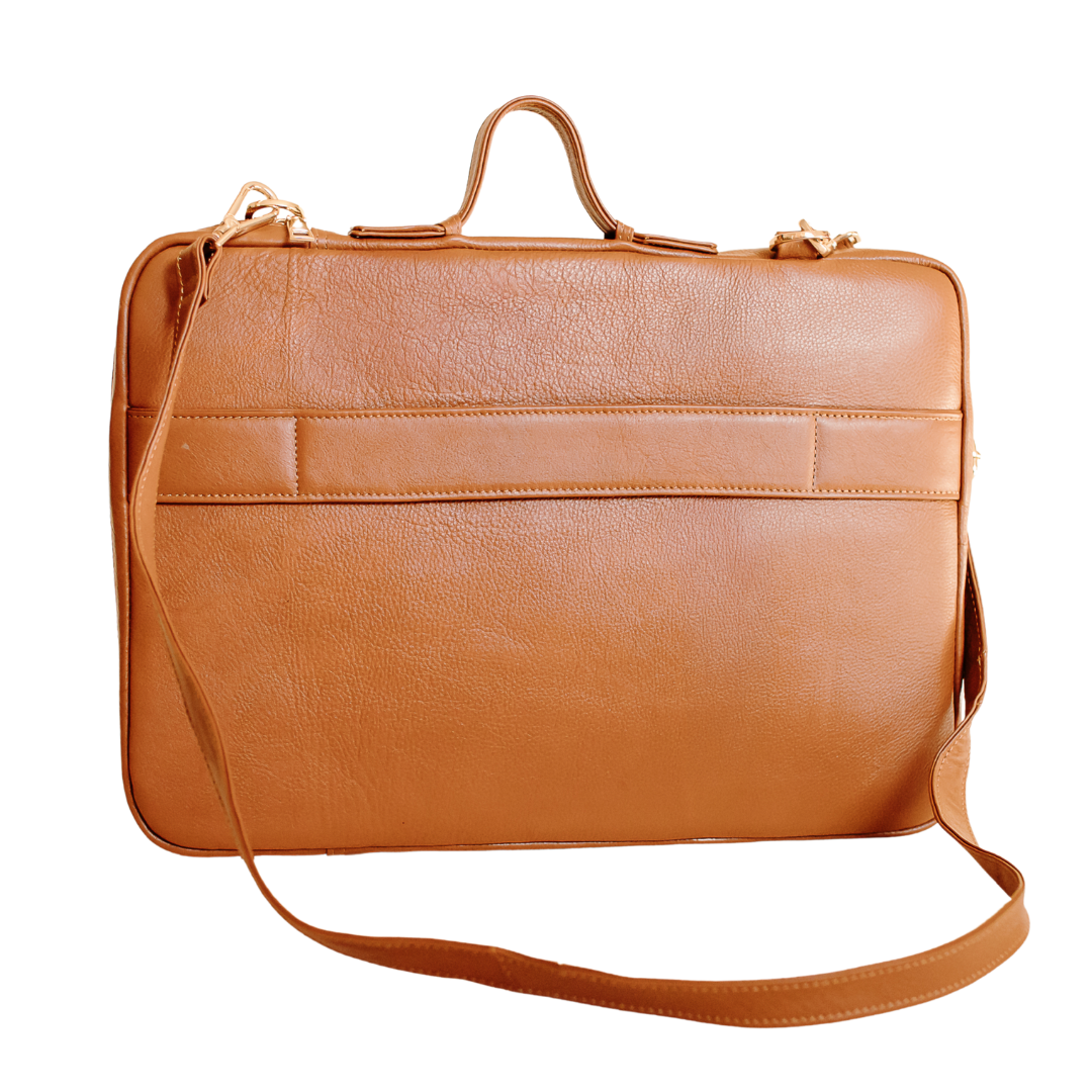 Audrey Leather Laptop Bag in Tan | Spacious, Professional | Mally