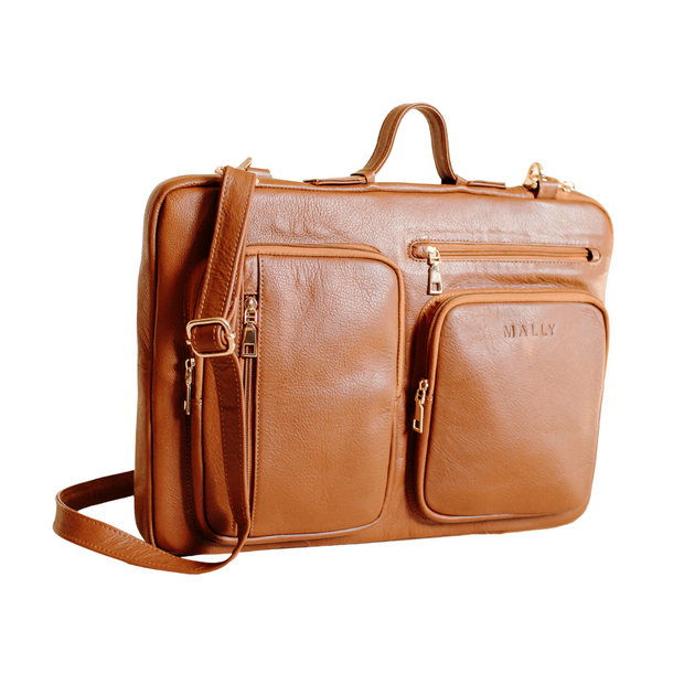 Audrey Sleek Leather Laptop in Tan