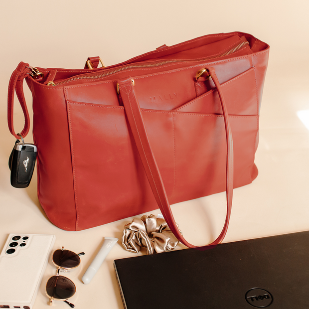 Lily Leather Ladies Laptop Bag – Red Tan (Perfectly Imperfect Edition)