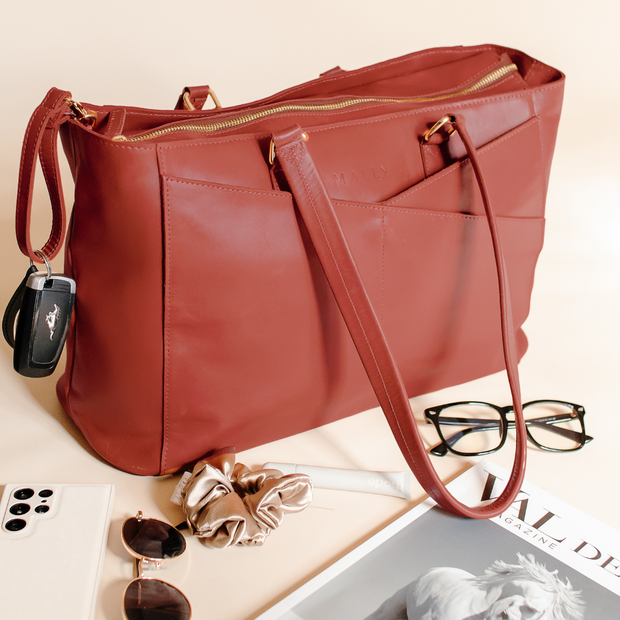 Lily Leather Ladies Laptop Bag – Red Tan (Perfectly Imperfect Edition)
