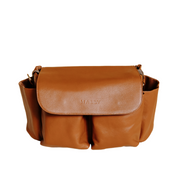 Ruby Leather Baby Stroller Bag in Tan