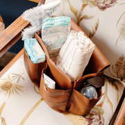Ruby Leather Baby Stroller Bag in Tan