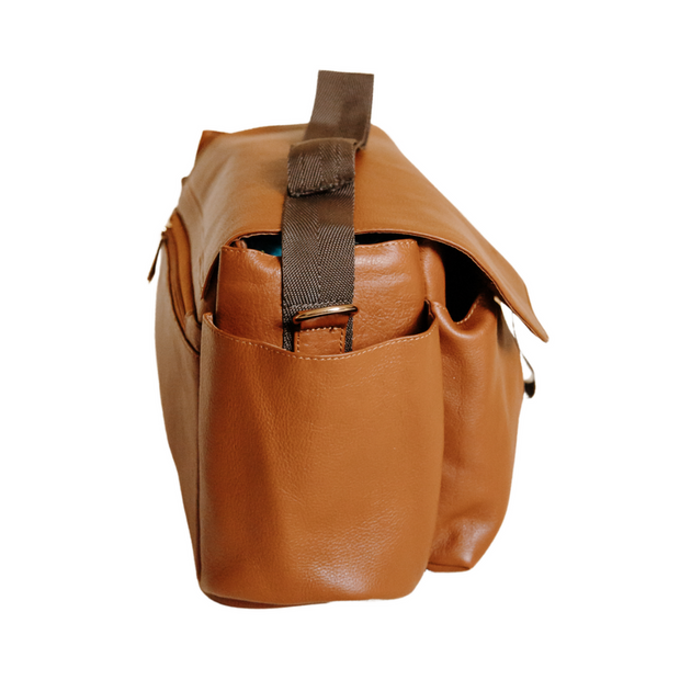 Ruby Leather Baby Stroller Bag in Tan